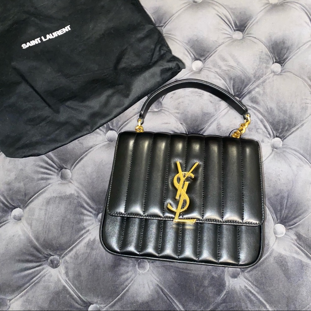 SOLD New Yves Saint Laurent Black Medium Vicky Bag Gold Hardware - Picture 3 of 10
